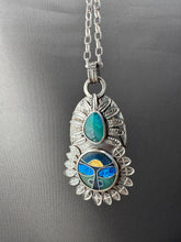 Load image into Gallery viewer, Cloisonné glass enamel pendant with opal