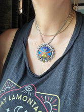 Load image into Gallery viewer, Cloisonné glass enamel with vesuvianite crystals