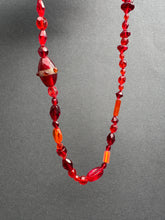 Load image into Gallery viewer, Vintage glass bead silk knotted necklace in reds