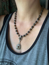 Load image into Gallery viewer, Staurolite with Bronze Sapphire on Bronzite and Labradorite Beaded Necklace