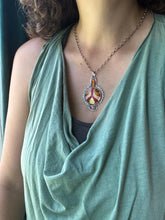 Load image into Gallery viewer, Cloisonné glass enamel with kyanite and andesine