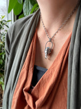 Load image into Gallery viewer, Quartz crystal and aquamarine medallion