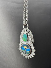 Load image into Gallery viewer, Cloisonné glass enamel pendant with opal