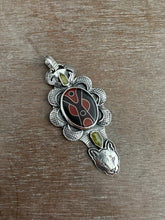 Load image into Gallery viewer, Cloisonné and Vesuvianite Crystal Pendant.