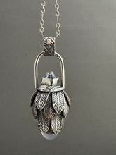Load image into Gallery viewer, Vintage crystal and Blue Chalcedony feather dragon egg medallion