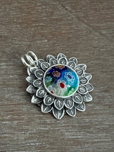 Load image into Gallery viewer, Blue Millefiori glass pendant