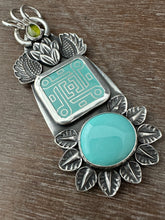 Load image into Gallery viewer, Enamel and Lone Mountain Turquoise Medallion