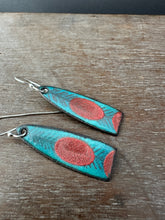 Load image into Gallery viewer, Blue and red enamel earrings