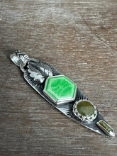 Load image into Gallery viewer, Spring green enamel and vesuvianite pendant