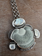 Load image into Gallery viewer, Fairy stone Pendant/Brooch with moonstones.