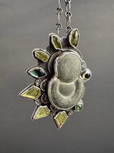 Load image into Gallery viewer, Fairy stone Pendant/Brooch with green gemstones