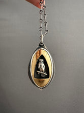 Load image into Gallery viewer, Silver and brass owl pendant