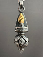 Load image into Gallery viewer, Vintage crystal dragon egg and torch medallion