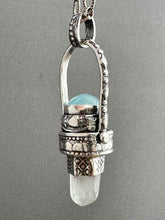 Load image into Gallery viewer, Quartz crystal and aquamarine medallion