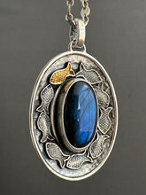 Load image into Gallery viewer, Silver fish parable pendant with labradorite
