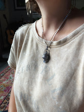 Load image into Gallery viewer, Vintage crystal and Blue Chalcedony dragon egg medallion