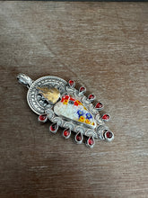Load image into Gallery viewer, Millefiori and garnets Sacred Heart pendant