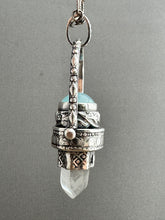 Load image into Gallery viewer, Quartz crystal and aquamarine medallion