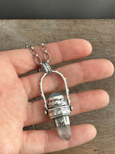 Load image into Gallery viewer, Quartz crystal and aquamarine medallion