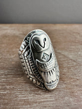 Load image into Gallery viewer, Moon owl ring size 9.5