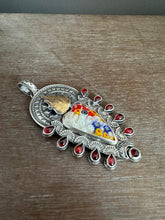 Load image into Gallery viewer, Millefiori and garnets Sacred Heart pendant