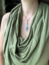 Load image into Gallery viewer, Tanzanite and Opal moon pendant