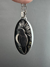 Load image into Gallery viewer, Amethyst sage agate raven and moon Necklace