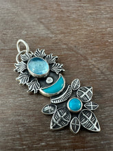 Load image into Gallery viewer, Turquoise and Aquamarine Moon Medallion