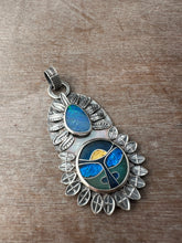 Load image into Gallery viewer, Cloisonné glass enamel pendant with opal