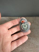 Load image into Gallery viewer, Fairy stone and wulfenite crystal pendant