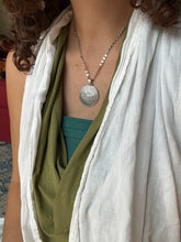 Load image into Gallery viewer, Silver fish parable pendant with lapis