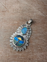 Load image into Gallery viewer, Cloisonné glass enamel pendant with opal