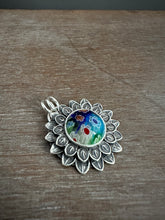Load image into Gallery viewer, Blue Millefiori glass pendant