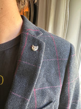 Load image into Gallery viewer, Silver cat pin, lapel pin, scatter pin