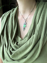 Load image into Gallery viewer, Spring green enamel and vesuvianite pendant