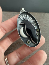 Load image into Gallery viewer, Amethyst sage agate raven and moon Necklace
