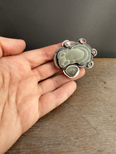 Load image into Gallery viewer, Fairy stone Pendant/Brooch with tourmalines and a pearl