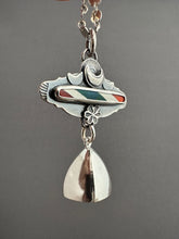 Load image into Gallery viewer, Candy Cane and Silver Bell Pendant