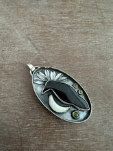 Load image into Gallery viewer, Amethyst sage agate raven and moon Necklace