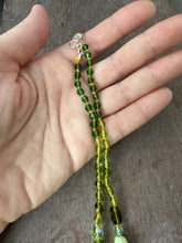 Load image into Gallery viewer, Vintage glass bead silk knotted necklace in greens