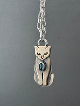 Load image into Gallery viewer, Bronze Kitty Pet with Blue Topaz