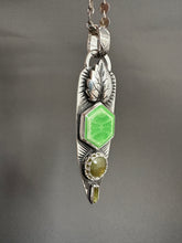 Load image into Gallery viewer, Spring green enamel and vesuvianite pendant
