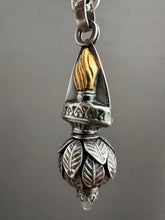 Load image into Gallery viewer, Vintage crystal dragon egg and torch medallion