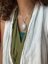 Load image into Gallery viewer, Silver fish parable pendant with labradorite