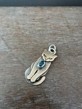 Load image into Gallery viewer, Bronze Kitty Pet with Blue Topaz