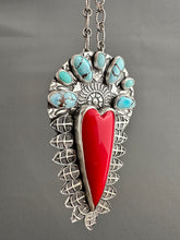 Load image into Gallery viewer, Roserita and Turquoise sacred heart pendant