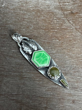 Load image into Gallery viewer, Spring green enamel and vesuvianite pendant