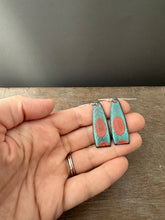 Load image into Gallery viewer, Blue and red enamel earrings