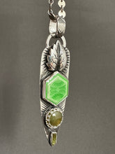 Load image into Gallery viewer, Spring green enamel and vesuvianite pendant