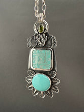 Load image into Gallery viewer, Enamel and Lone Mountain Turquoise Medallion